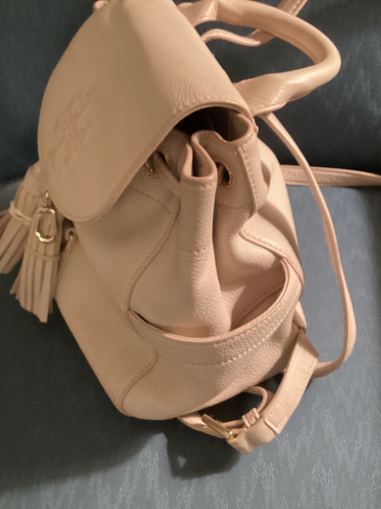 Tory Burch Soft Pink Drawstring Leather Backpack with Tassels main image 6